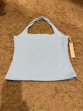 Women's Light Blue Halter Tank Top - Sleeveless Casual Top